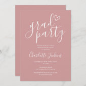 Invitation Dusty Rose Grad Party Script Grad Party (Devant / Derrière)