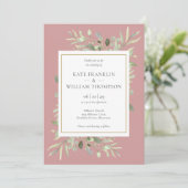 Invitation Dusty Rose Green All In One QR Code Mariage (Debout devant)