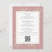 Invitation Dusty Rose Green All In One QR Code Mariage (Dos)