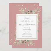 Invitation Dusty Rose Green All In One QR Code Mariage (Devant / Derrière)