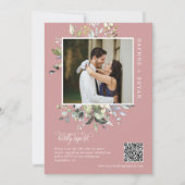 Invitation Dusty Rose Greenery Heureux Jamais Après La Photo (Dos)