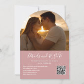 Invitation Dusty Rose Greenery QR Code Photo Arch Mariage (Dos)