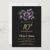 Invitation Dusty rose gris floral 10e anniversaire Mariage (Devant)