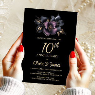Invitation Dusty rose gris floral 10e anniversaire Mariage