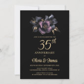 Invitation Dusty rose gris floral 35e anniversaire Mariage (Devant)
