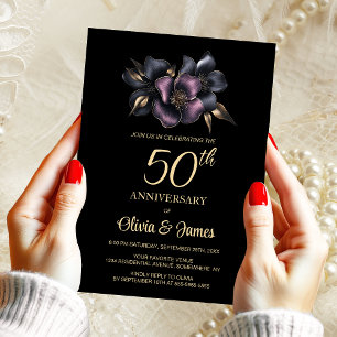 Invitation Dusty rose gris floral 50e anniversaire de Mariage
