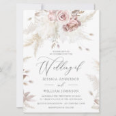 Invitation Dusty Rose & Ivory Floral Grand Mariage (Devant)