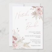 Invitation Dusty Rose & Ivory Modern Script Mariage floral (Devant)