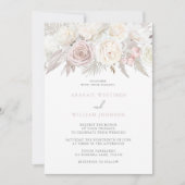 Invitation Dusty Rose & Ivory White Roses Mariage Floral (Devant)