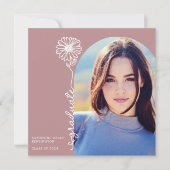 Invitation Dusty Rose manuscrit photo florale Graduation (Devant)