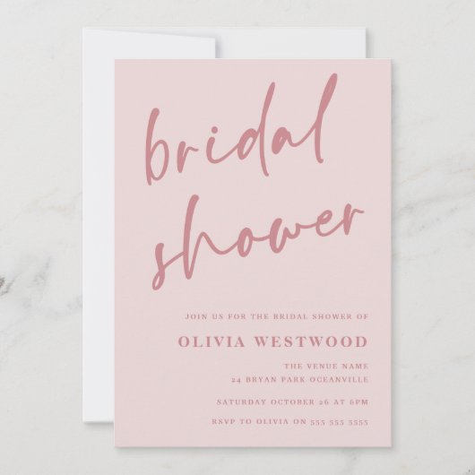 Invitation Dusty rose mauve & Blush Fête des mariées moderne (Devant)