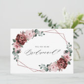 Invitation Dusty rose mauve Rose Floral Bridesmaid Propositio (Debout devant)