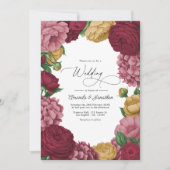 Invitation Dusty Rose, Merlot & Antique Gold Floral Wedding (Devant)