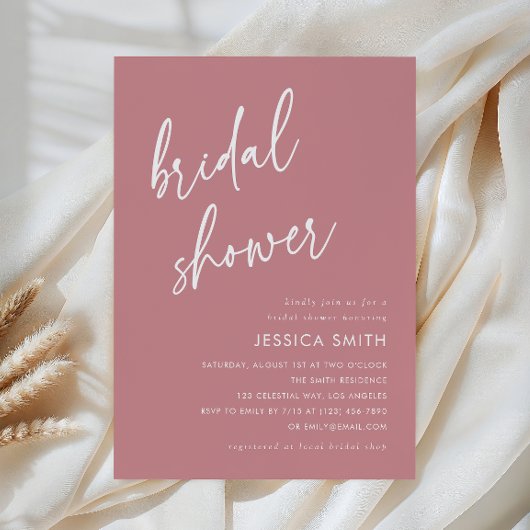 Invitation Dusty Rose Minimalist Boho Bridal Shower