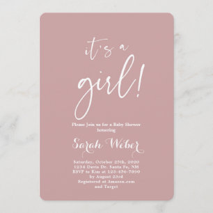 Invitation Dusty rose minimaliste moderne baby shower fille
