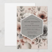 Invitation Dusty Rose Misty Bloom Wedding (Devant / Derrière)