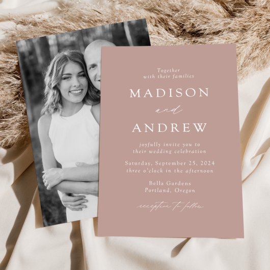 Invitation Dusty Rose Modern Elegance Mariage photo