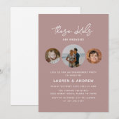 Invitation Dusty Rose Moderne Calligraphie Partie d'engagemen (Devant / Derrière)