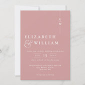 Invitation Dusty Rose Moderne Élégant Monogramme Mariage phot (Devant)