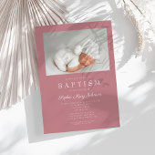 Invitation Dusty rose moderne fille photo Baptême