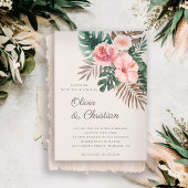 Invitation Dusty rose moderne Mariage d'aquarelle tropicale