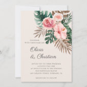 Invitation Dusty rose moderne Mariage d'aquarelle tropicale (Devant)