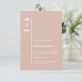 Invitation Dusty Rose moderne minimal gras initiales Mariage (Debout devant)