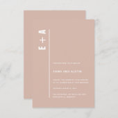 Invitation Dusty Rose moderne minimal gras initiales Mariage (Devant / Derrière)