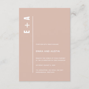 Invitation Dusty Rose moderne minimal gras initiales Mariage