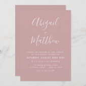 Invitation Dusty Rose moderne minimaliste simple Mariage (Devant / Derrière)