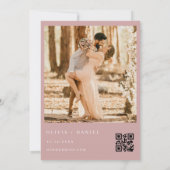 Invitation Dusty rose moderne QR Code Mariage photo (Dos)