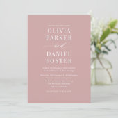 Invitation Dusty Rose Moderne QR Code Mariage photo (Debout devant)