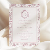 Invitation Dusty Rose Monogram Chinoiserie Wedding
