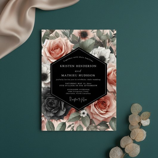 Invitation Dusty Rose Moody Bloom Wedding