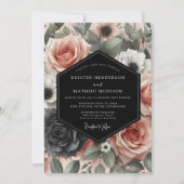 Invitation Dusty Rose Moody Bloom Wedding (Devant)