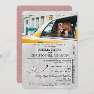 Invitation Dusty Rose New York City Passport Mariage