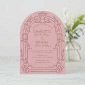 Invitation Dusty Rose Ornate Arch Botanical Wedding (Debout devant)