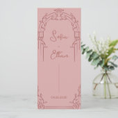 Invitation Dusty Rose Ornate Arch Botanical Wedding Program (Debout devant)