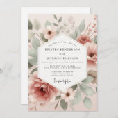 Invitation Dusty Rose Painterly Flora Wedding (Devant / Derrière)