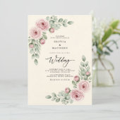 Invitation Dusty Rose Painterly Whimsy Wedding (Debout devant)
