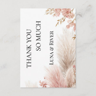Invitation Dusty rose pampas grass thank you card