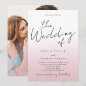 Invitation Dusty Rose Photo Code QR (Devant / Derrière)