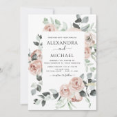 Invitation Dusty rose photo Floral Eucalyptus Mariage (Devant)