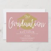 Invitation Dusty Rose Pink Et Gold Script Graduation Party (Devant)