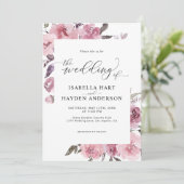 Invitation Dusty Rose Pink Pastel Floral Mauve Mariage (Debout devant)