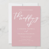 Invitation Dusty Rose Pink Typographie Feminine Mariage (Devant)