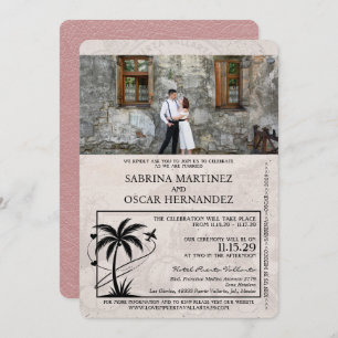 Invitation Dusty Rose Puerta Vallarta Mariage de passeport