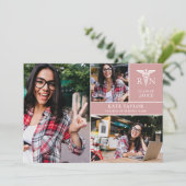 Invitation Dusty Rose RN Nursing 3 Photo Graduation Party (Debout devant)