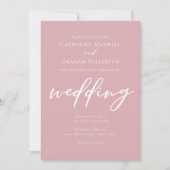 Invitation Dusty Rose rose blanc Script après-midi Mariage (Devant)