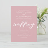 Invitation Dusty Rose rose blanc Script après-midi Mariage (Debout devant)